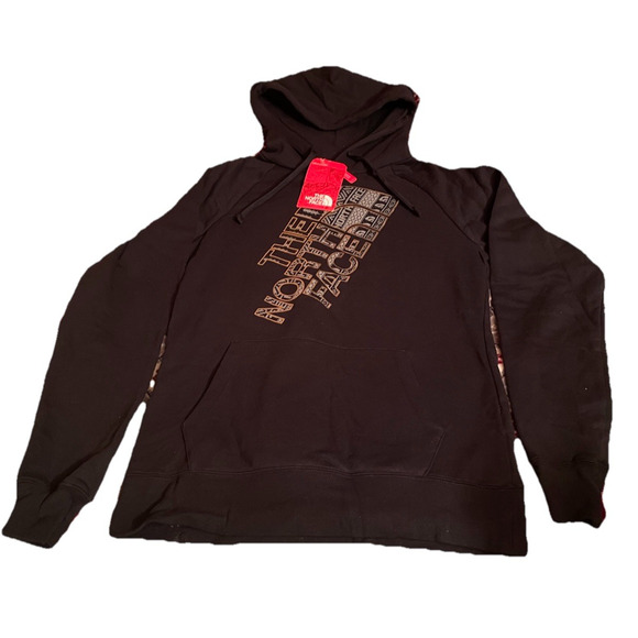 Woman’s Black 2017 North Face Large W Foil Jumbo Logo Hoodie W Pocket NWT READ - Picture 6 of 16